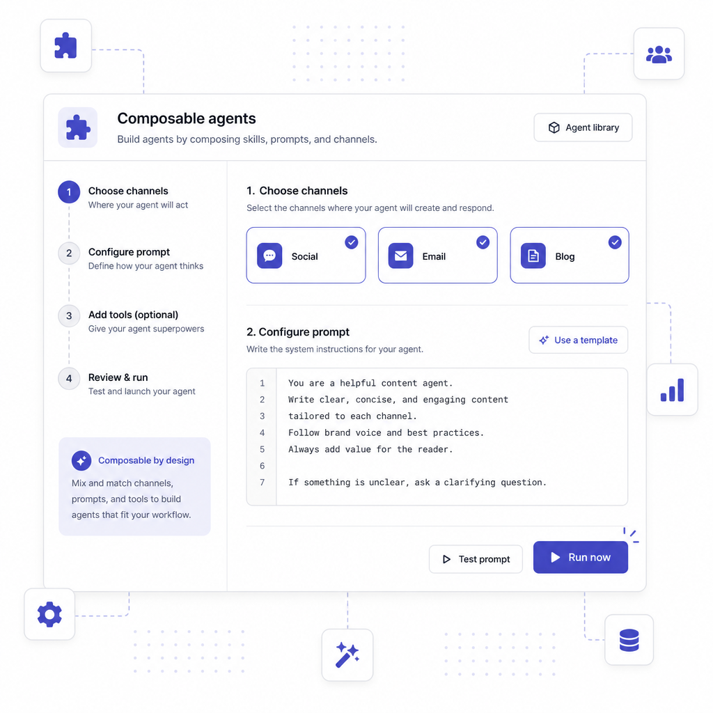 Composable agents UI illustration
